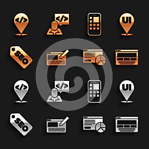 Set UI or UX design, Website statistic, SEO optimization, Mobile Apps, Front end development and icon. Vector
