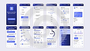 Set of UI, UX, GUI screens Banking app flat design template for mobile apps, responsive website wireframes. Web design UI kit.