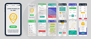 Set of UI, UX, GUI screens Delivery app flat design template for mobile apps