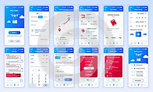 Set of UI, UX, GUI screens Delivery app flat design template for mobile apps, responsive website wireframes.