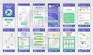 Set of UI, UX, GUI screens Delivery app flat design template for mobile apps, responsive website wireframes.