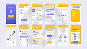 Set of UI, UX, GUI screens Delivery app flat design template for mobile apps, responsive website wireframes.