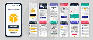 Set of UI, UX, GUI screens Delivery app flat design template for mobile apps