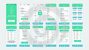 Set of UI, UX, GUI screens Ecology app flat design template for mobile apps, responsive website wireframes.