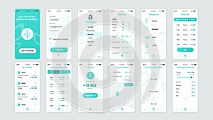 Set of UI, UX, GUI screens Ecology app flat design template for mobile apps, responsive website wireframes.