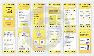 Set of UI, UX, GUI screens Education app flat design template for mobile apps, responsive website wireframes.