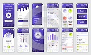 Set of UI, UX, GUI screens Music app flat design template for mobile apps, responsive website wireframes.