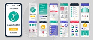 Set of UI, UX, GUI screens Music app flat design template for mobile apps