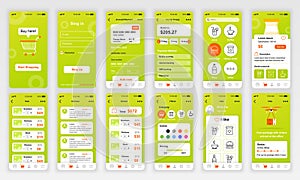 Set of UI, UX, GUI screens Shopping app flat design template for mobile apps, responsive website wireframes. Web design UI kit.