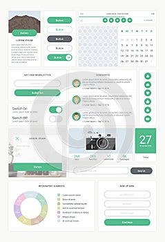 Set of UI and UX kit elements. User interface for website development, mobile application, app design.