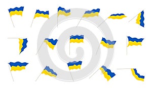 Set Ukrainian flag yellow blue color. Symbol of freedom and democracy in Ukraine photo