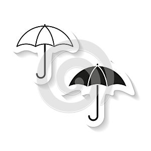 Set of umbrella sticker icon