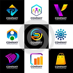 Set of unique business logos and modern luxury