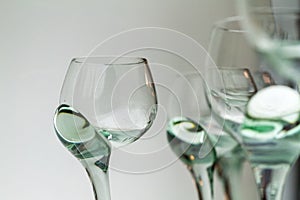 Set of Unique Green Glass Wine Glasses