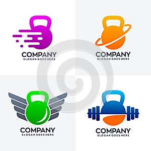 Set of unique kettlebell logo design