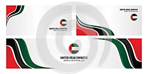 Set United Arab Emirates  UAE  National Day banner and header with flag colorful template