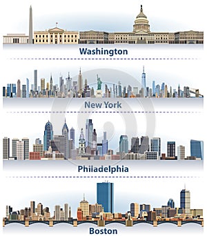 Vector set of United States city skylines