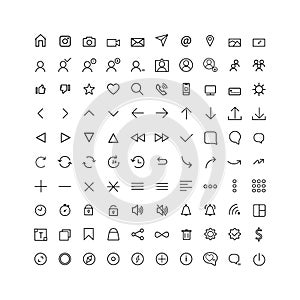 Set comunication icon for web and mobile, thin line