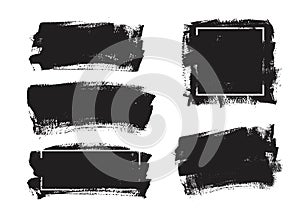 Set of universal grunge black paint background with frame. Dirty artistic design elements, boxes, frames for text. photo