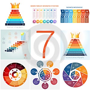 Set universal templates elements Infographics conceptual cyclic