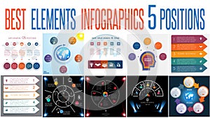 Set 10 universal templates elements Infographics for 5 positions photo