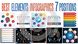 Set 10 universal templates elements Infographics for 7 positions