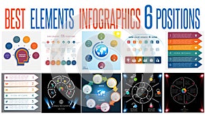 Set 10 universal templates elements Infographics for 6 positions