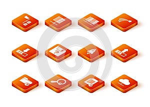 Set Unknown directory, search, Loading, document, and Rocket ship with fire icon. Vector