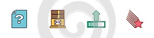 Set Unknown document, Mail server, Loading and Falling star icon. Vector