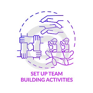 Set up team building activities purple gradient concept icon