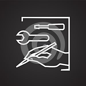 Set up techinical support thin line on black background