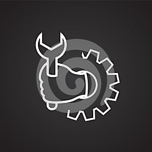 Set up techinical support thin line on black background