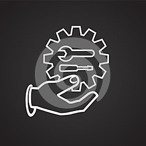 Set up techinical support thin line on black background