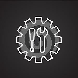 Set up techinical support thin line on black background