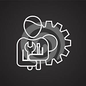 Set up techinical support thin line on black background