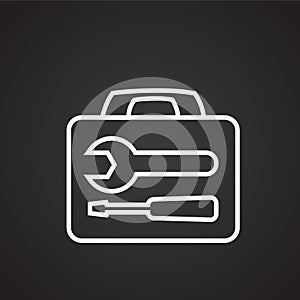 Set up techinical support thin line on black background