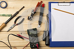 Set-up of various hand and electric tools for repair