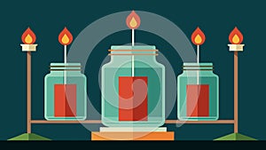 A set of upcycled glass jars turned into stylish candle holders.. Vector illustration. photo