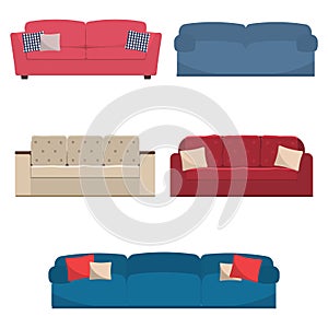 Set of upholstered furniture isolated on a white background