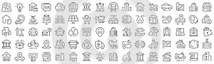 Set of urban infrastructure line icons. Collection of black linear icons