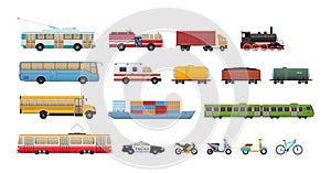 Set of urban transport. City cars, cars serving population.