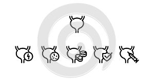 Set of urinary bladder icon , vector	, line color vector illustration
