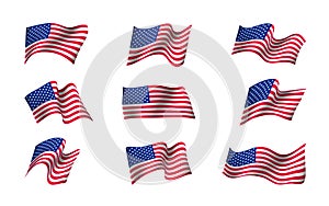 Set of US flags
