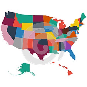 Set of US state maps on a white background