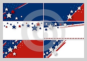 Set of USA banner abstract background design of american flag