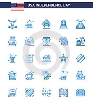 Sada skládající se z 25 spojené státy americké ikony americký symboly nezávislost známky mezník roztrhnout grilování náhrobek smrt 