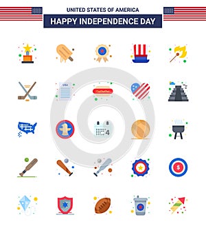 Sada skládající se z 25 spojené státy americké ikony americký symboly nezávislost známky zápas kempování spojené státy americké klobouk 