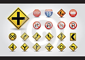 set of usa road signs. Vector illustration decorative design