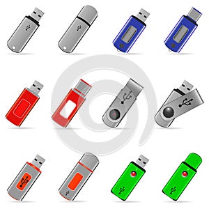 Set of usb pen drive memory