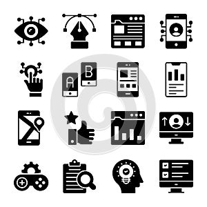 Set of user interface icons, web design, user interface, mobile, computer and other projects